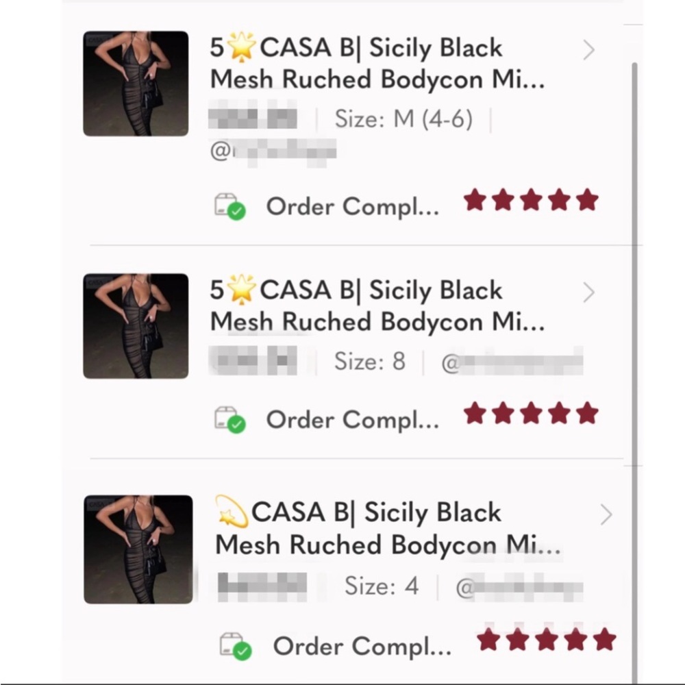 5⭐️CASA B| Sicily Black Mesh Ruched Bodycon Midi Dress - Picture 7 of 9